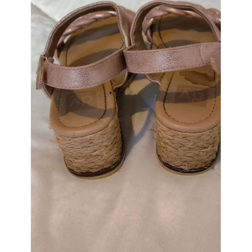 Dolce Vita Girls Venti Rose Gold Metallic Braided Platform Wedge Sandals Size 3